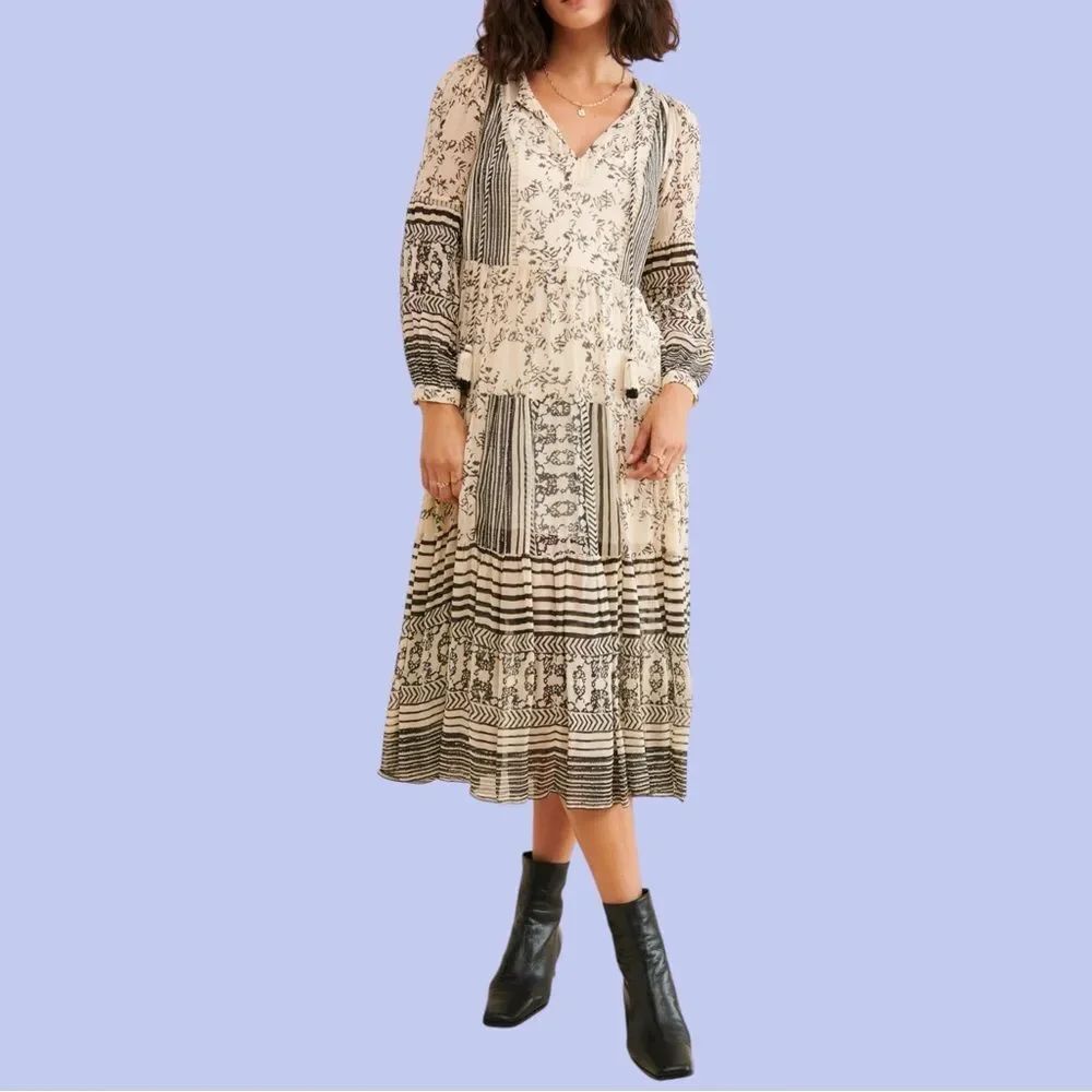 NWOT ANTHROPOLOGIE Talulah Tiered Midi Dress L